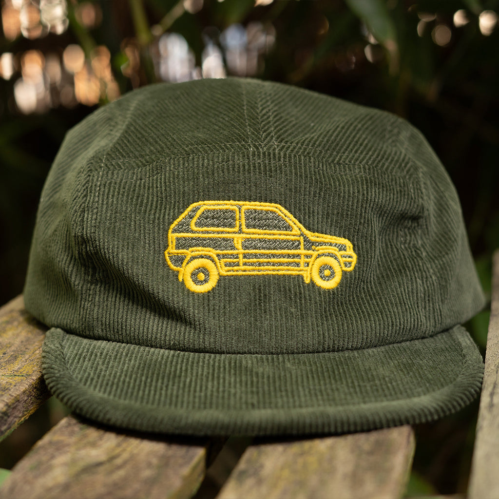 PANDA EMBROIDERED CORD CAP GREEN